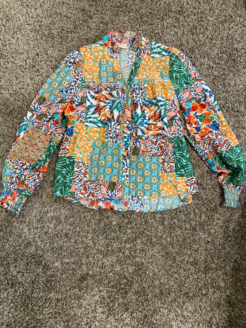 Fate Multicolor Floral Patchwork Top